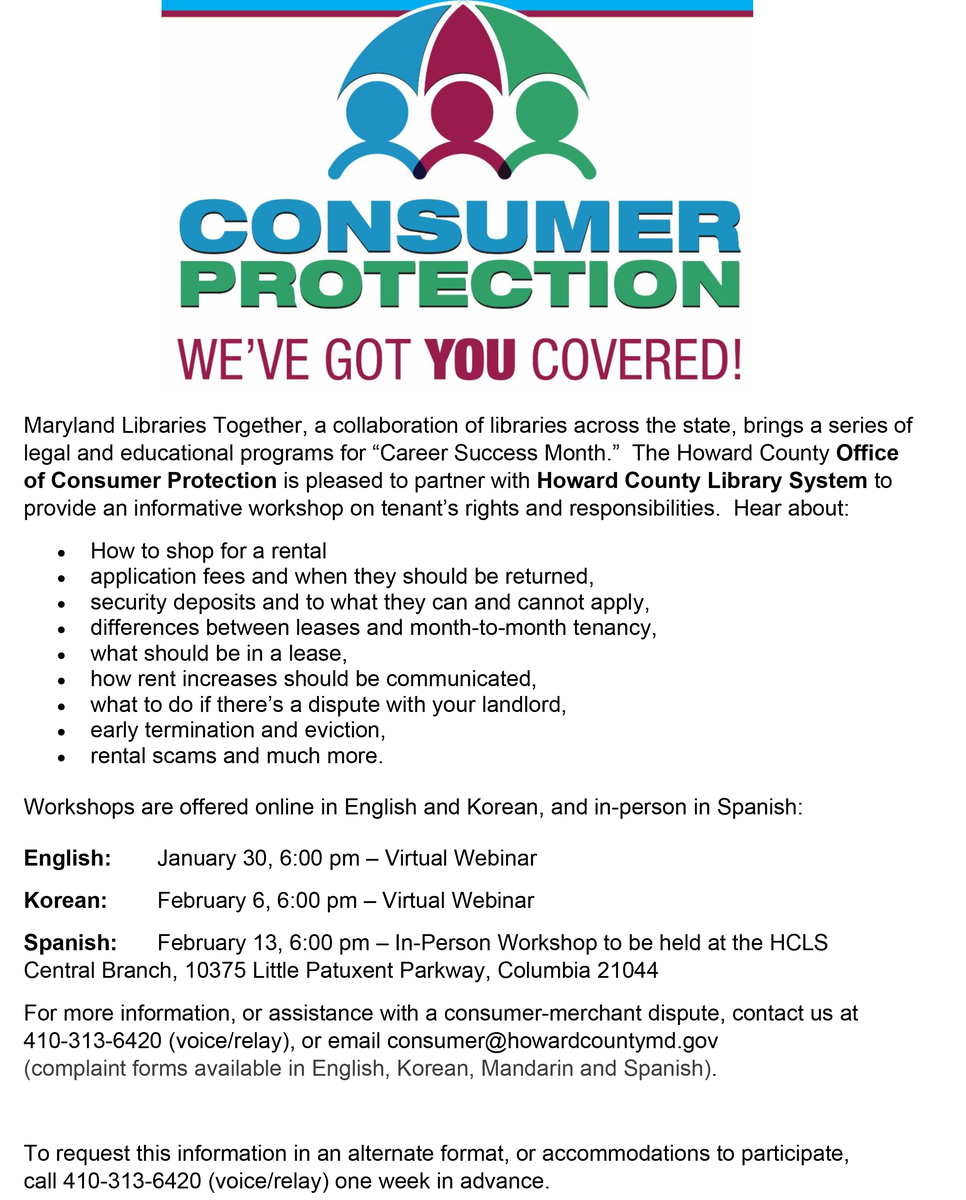 2023 Landlord-Tenant Workshop Series flier