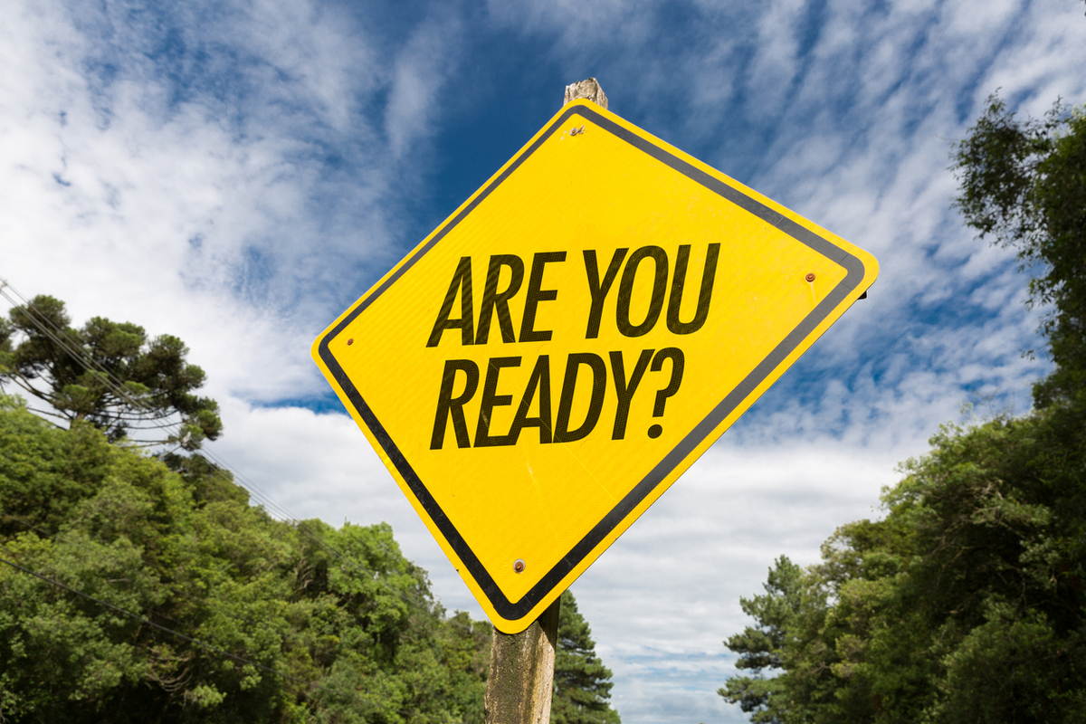 Are you ready? yellow road sign