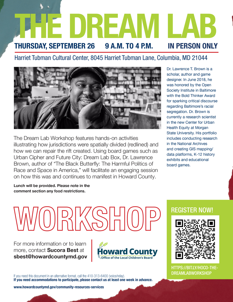 The Dream Lab Workshop will be presented September 26 at the Harriet Tubman Cultural Center.