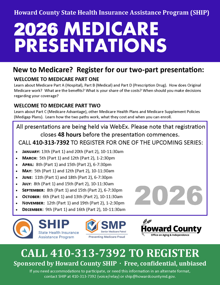 2026 Medicare Presentation Schedule