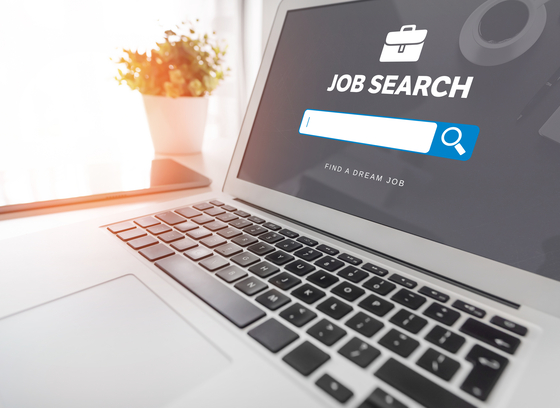 laptop computer with job search on the screen