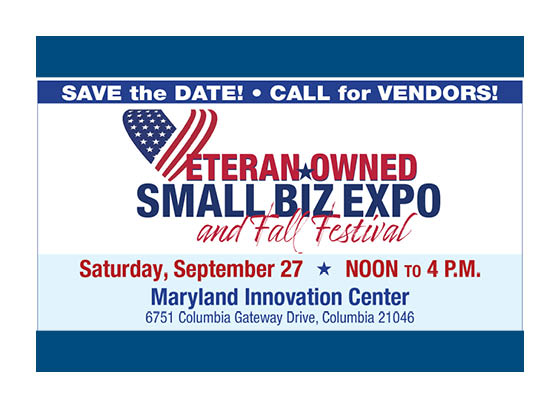 Veteran-owned small business expo will be held September 27 from 12 to 4 at the Maryland Innovation Center.