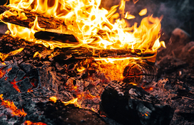 A burning campfire